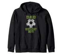 Dad of the Birthday Boy Soccer Lover Vintage Retro Zip Hoodie