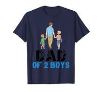 Dad of Two Boys Father and Sons Walking Together Family T-Shirt