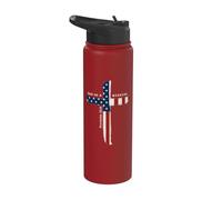 Dad On A Mission Christian Dad Proverbs Cross American Flag Stainless Steel Insulated Water Bottle