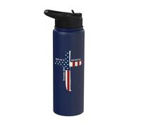 Dad On A Mission Christian Dad Proverbs Cross American Flag Stainless Steel Insulated Water Bottle