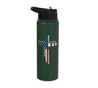 Dad On A Mission Christian Dad Proverbs Cross American Flag Stainless Steel Insulated Water Bottle