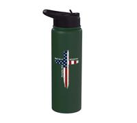 Dad On A Mission Christian Dad Proverbs Cross American Flag Stainless Steel Insulated Water Bottle