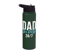 Dad on Duty 24/7 New Dad Stainless Steel Insulated Water Bottle