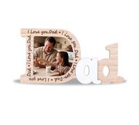 Dad Photo Frame Dad Birthday Gifts from Daughter or Son, Wooden Daddy Gifts Daddy Photo Frame for Birthday, Father's Day, Christmas or Thanksgiving, Rustic Decorations for Home or Office