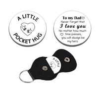 Dad Pocket Hug Token Gift for Daddy Present Father’s Day Gifts for Dad Gifts from Daughter Son Double Sided Pocket Hug with Leather Keepsake I Love You Gift for Daddy Father Christmas Birthday Present