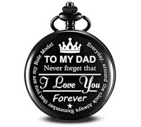 Dad Pocket Watch Gift for Men - Vintage Retro Printed Keepsake Watch with Chain, Unique Father’s Day, Birthday Gift for Papa, Daddy, Husband, Grandfather, and Father-in-Law