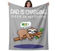 Dad Presents Gift for Father Blanket 40" x 50" Soft Flannel Throw Dad Is Charging Blanket Fathers Day Blankets Gifts from Daughters and Sons for Birthday Father's Day Christmas Bed Sofa Home Decor