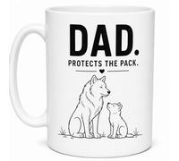 Dad Protects The Pack Wolf Cub Minimalist Fathers Day Ceramic Gift Mug