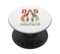 Dad Proud A Hero And Love Cute Son Daughter Father's Day PopSockets Adhesive PopGrip
