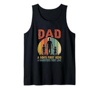 Dad Proud A Hero and Love Cute Son Daughter Father's Day Tank Top