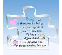 Dad Puzzle Shaped Plaques Father's Day Gifts for Daddy Appreciate Birthday Present Ideas Papa Acrylic Signs from Son Daughter Home Desk Decorations Pappy Christmas Thanksgiving Keepsakes Pa