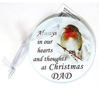 DAD Robin Glass Memorial Christmas Tree Hanger/Decoration
