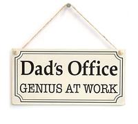 Dad’s Office Genius at Work Sign, Vintage Frame