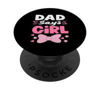 Dad Says Girl Gender Reveal Voting Team Pink Daughter PopSockets Adhesive PopGrip