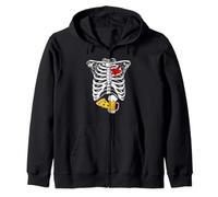 Dad Skeleton Halloween Beer Pizza Funny Pregnancy Couple Men Zip Hoodie