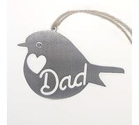 Dad Steel Robin Decoration - Hanging Metal Robin Ornament - Steel Keepsake Gift for Dad - Indoor or Outdoor Garden Decoration