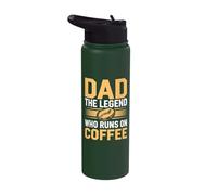 Dad The Legend Who Runs On Coffee Father Stainless Steel Insulated Water Bottle