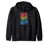 Dad - The Man, Myth, Legend Colorful Text Graphic Zip Hoodie