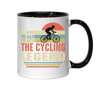 Dad The Man The Myth The Cycling Legend Bicycle Graphic Ceramic Tea Coffee Mug Black