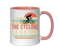 Dad The Man The Myth The Cycling Legend Bicycle Graphic Ceramic Tea Coffee Mug Pink