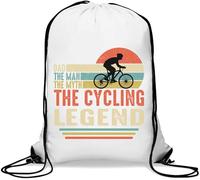 Dad The Man The Myth The Cycling Legend Bicycle Graphic Gym Sack Casual Drawstring Bag White
