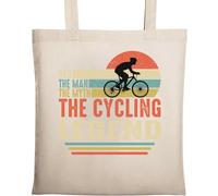 Dad The Man The Myth The Cycling Legend Bicycle Graphic Natural Ecological Cotton Tote Bag Beige