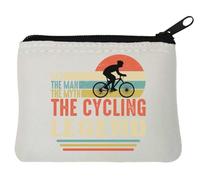 Dad The Man The Myth The Cycling Legend Bicycle Graphic Neoprene Coin Purse Pouch 10x11cm White