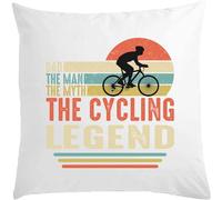 Dad The Man The Myth The Cycling Legend Bicycle Graphic White Pillow 40x40cm With Filler White