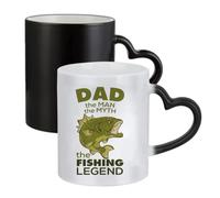 Dad The Man The Myth The Fishing Legend Mug - Funny Fishing Gift for Dad, Ceramic Heart Handle Mug,Colour Changing Magic Mug.