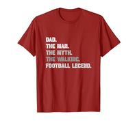 Dad, The Walking Football Man, Myth Legend Vintage Style T-Shirt, Men, Cranberry Red, Medium