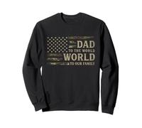 Dad To The World World To Our Family Father's Day Camo Papa Sweatshirt
