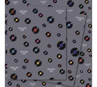 Dad Vinyl Wrapping Paper - 2 Sheets of Vinyl Records Giftwrap - 70x50cm - Dad Birthday Gift Wrap or Father's Day
