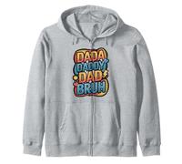 Dada Daddy Dad Bruh Funny Evolution Design Zip Hoodie