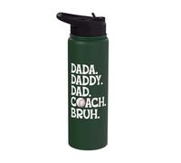 Dada Daddy Dad Coach Bruh Baseball Stainless Steel Insulated Water Bottle