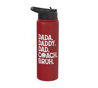 Dada Daddy Dad Coach Bruh Baseball Stainless Steel Insulated Water Bottle
