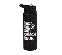 Dada Daddy Dad Coach Bruh Baseball Stainless Steel Insulated Water Bottle