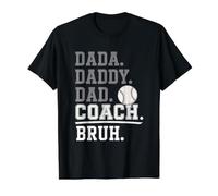 Dada Daddy Dad Coach Bruh Baseball T-Shirt Value Graphic T-Shirt, Men, Black, M