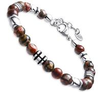 Dada Gioielli Men's Bracelet in Natural Stone 6 mm, Onyx, Sodalite, Tiger's Eye, Black Obsidian, Red Jasper, Turquoise - Very Resistant Bracelet (Red Jasper)