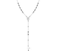Dada Gioielli - Rosary Necklace for Men & Women - Silver & Black Stainless Steel Beads, Modern Design with Miraculous Madonna Medal and Cross.