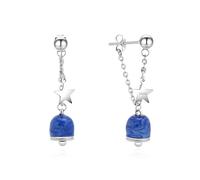 Dada Gioielli - Sea Blue Capri Bell Earrings with Stars, Stainless Steel Silver Color Diamond Plated, Hypoallergenic, Long Pendants ideal for Woman - Girl - Mother - Daughter