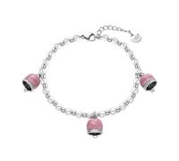 Dada Gioielli - Stainless Steel Women's Bracelet with Majorca Crystal Beads and 3 Bell Pendants, Silver-coloured Hypoallergenic Good Luck Gift Box, 6.7+1 inch,