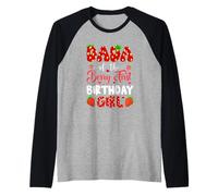 Dada of The Berry First Birthday of Girl Strawberry Raglan Baseball Tee
