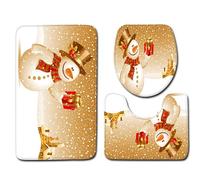 DadaA Christmas Toilet Seat Cover and Mat Bathroom Set, Christmas Bathroom Decorations 3pcs per set (D)