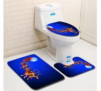 DadaA Christmas Toilet Seat Cover and Mat Bathroom Set, Christmas Bathroom Decorations 3pcs per set (E)