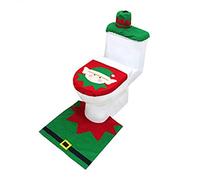 DadaAA Christmas Decoration Novelty Santa Elf Reindeer Snowman Toilet Seat Cover, Tank & Rug Bathroom Set (Elf)