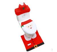DadaAA Christmas Decoration Novelty Santa Elf Reindeer Snowman Toilet Seat Cover, Tank & Rug Bathroom Set (Santa Claus)