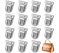 Dadabig 15 PCS Bag Clasp Catch, Metal Tuck Lock Buckle, Purse Push Lock Tuck Lock Bag Clasp Fasteners for Hangbag Purse Bag Making, DIY Craft Bag(Silver)