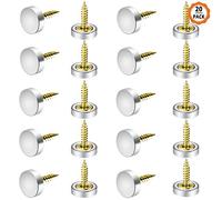 Dadabig 20 PCS Mirror Screws, 16mm Brass Chrome Decorative Caps and Cover Nails, Gold