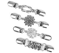 Dadabig 4 PCS Vintage Sweater Shawl Clips, Retro Clothes Dress Clips Vintage Sweater Chain Retro Cardigan Collar Clips Sweater Shawl Clips Brooch Pins Brooch Clips for Women Girls Wearing, Silver