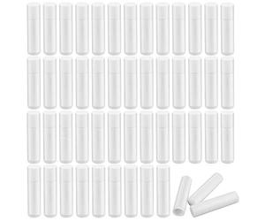 Dadabig 50 PCS Lipstick Container, Refillable DIY Lip Gloss Container, Empty Plastic Tube Balm with Lid, for DIY Homemade Lipstick, White
